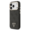  iPhone 17 Pro Fekete Guess PU Bőr 4G Strass Háromszög Logó Arany Keret MagSafe tok - 0. kép