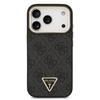  iPhone 17 Pro Fekete Guess PU Bőr 4G Strass Háromszög Logó Arany Keret MagSafe tok - 1. kép