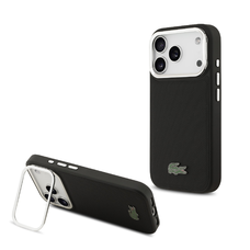  iPhone 17 Pro Fekete Lacoste Iconic Petit Pique Camera Stand MagSafe tok