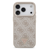  iPhone 17 Pro Rózsaszín Guess PU Bőr 4G Strass Hármas Logo Arany Keret MagSafe Tok - 1. kép