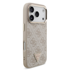  iPhone 17 Pro Rózsaszín Guess PU Bőr 4G Strass Hármas Logo Arany Keret MagSafe Tok - 2. kép