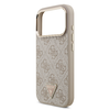  iPhone 17 Pro Rózsaszín Guess PU Bőr 4G Strass Hármas Logo Arany Keret MagSafe Tok - 3. kép