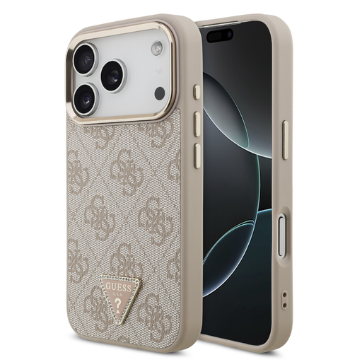 iPhone 17 Pro Rózsaszín Guess PU Bőr 4G Strass Hármas Logo Arany Keret MagSafe Tok iPhone 17 Pro Rózsaszín Guess PU Bőr 4G Strass Hármas Logo Arany Keret MagSafe Tok
