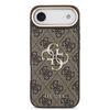  iPhone 17 Air barna Guess PU Leather 4G Metal Logo Gold Frame tok - 0. kép