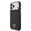  iPhone 17 Pro Max Fekete Guess PU Leather 4G Strass Triangle Logo Gold Frame MagSafe tok - 0. kép