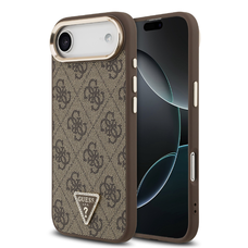  iPhone 17 Air Guess PU Leather 4G Strass Triangle Logo Gold Frame MagSafe tok