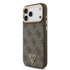  iPhone 17 Pro Max Barna Guess PU Bőr 4G Strass Háromszög Logó Arany Keret MagSafe tok - 0. kép