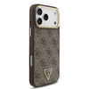  iPhone 17 Pro Max Barna Guess PU Bőr 4G Strass Háromszög Logó Arany Keret MagSafe tok - 2. kép