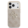  iPhone 17 Pro Rózsaszín Guess PU Leather 4G Metal Logo Arany Keretes tok - 1. kép