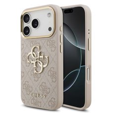  iPhone 17 Pro Rózsaszín Guess PU Leather 4G Metal Logo Arany Keretes tok