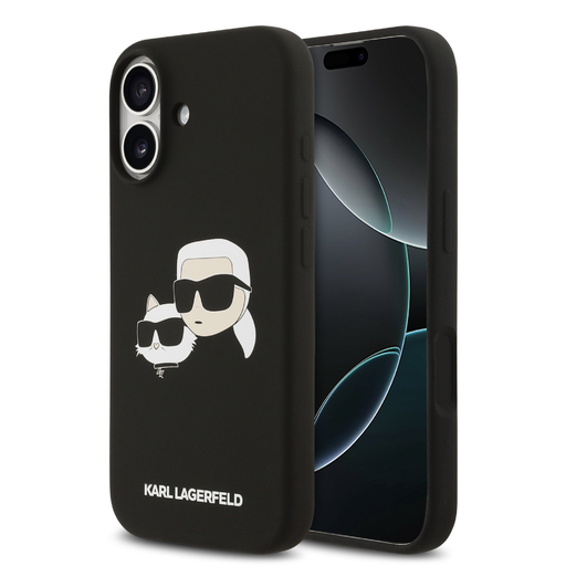  iPhone 17 fekete Karl Lagerfeld Liquid Silicone Double Heads MagSafe tok
