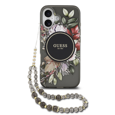  iPhone 17 Fekete Guess IML Virágos Pántos MagSafe tok