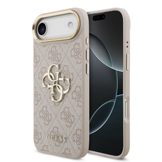  iPhone 17 Air Pink Guess PU Leather 4G Metal Logo Arany Keretes tok