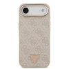  iPhone 17 Air Pink Guess PU Bőr 4G Strass Háromszög Logó Arany Keret MagSafe Tok - 1. kép