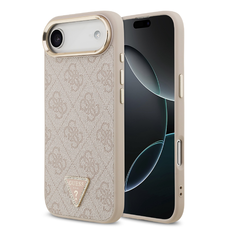  iPhone 17 Air Pink Guess PU Bőr 4G Strass Háromszög Logó Arany Keret MagSafe Tok