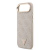  iPhone 17 Air Pink Guess PU Bőr 4G Strass Háromszög Logó Arany Keret MagSafe Tok - 3. kép