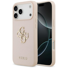 iPhone 17 Pro Max Guess Grained Big 4G & Classic Logo rózsaszín tok