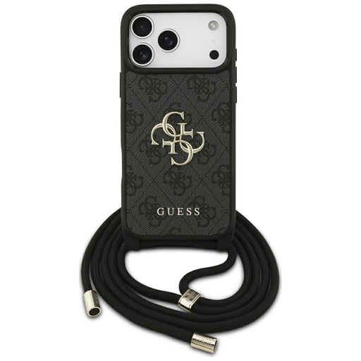 iPhone 17 Pro Max Guess 4G Nagy Logó Kötél Kereszttáskás tok fekete tok iPhone 17 Pro Max Guess 4G Nagy Logó Kötél Kereszttáskás tok fekete tok