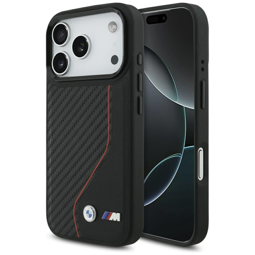 iPhone 17 Pro BMW M Carbon Line & Logo MagSafe piros tok iPhone 17 Pro BMW M Carbon Line & Logo MagSafe piros tok