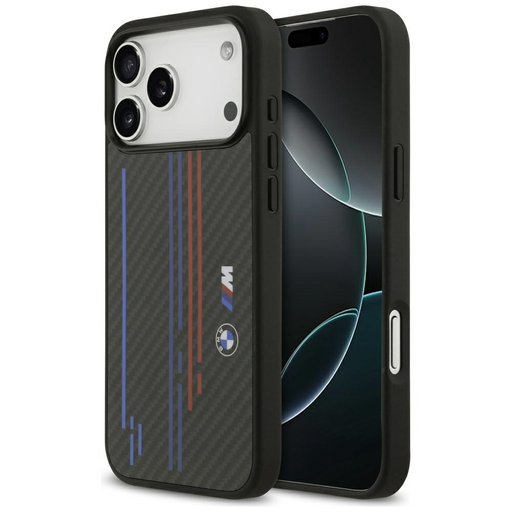 iPhone 17 Pro Max BMW M Kevlar Vonalak & Logó MagSafe fekete tok iPhone 17 Pro Max BMW M Kevlar Vonalak & Logó MagSafe fekete tok