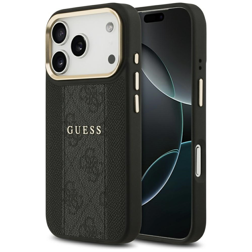 iPhone 17 Pro Guess 4G Stripe MagSafe fekete tok iPhone 17 Pro Guess 4G Stripe MagSafe fekete tok