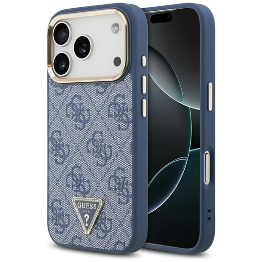 iPhone 17 Pro Guess 4G Triangle Logo MagSafe tok kék arany iPhone 17 Pro Guess 4G Triangle Logo MagSafe tok kék arany