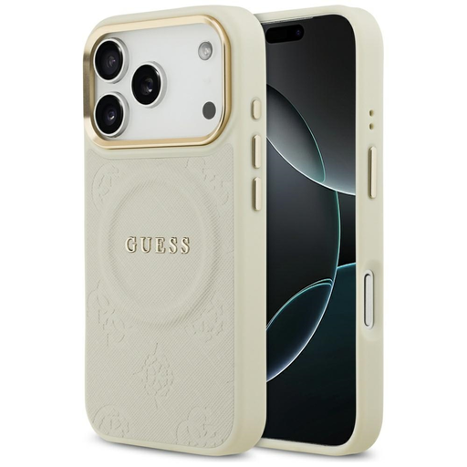 iPhone 17 Pro Guess Peony Hot Stamp MagSafe tok bézs