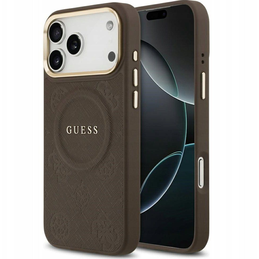 iPhone 17 Pro Max Guess Peony Hot Stamp MagSafe barna tok