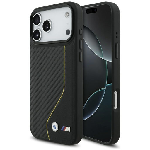 iPhone 17 Pro Max BMW M Carbon Line & Logo MagSafe sárga tok iPhone 17 Pro Max BMW M Carbon Line & Logo MagSafe sárga tok