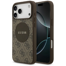 iPhone 17 Pro Max Guess 4G Kör Klasszikus Logó MagSafe tok barna
