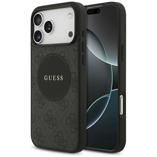 iPhone 17 Pro Max Guess 4G Kör Klasszikus Logó MagSafe fekete tok