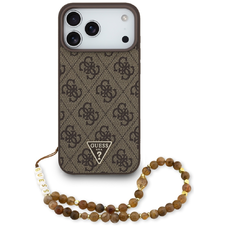 iPhone 17 Pro Max Guess 4G Szíjas Háromszög Logó MagSafe tok barna