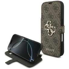 iPhone 17 Pro Guess 4G Metal Logo könyv tok barna