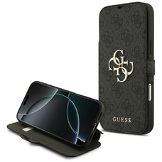 iPhone 17 Pro Max Guess Book 4G Metal Logo fekete tok