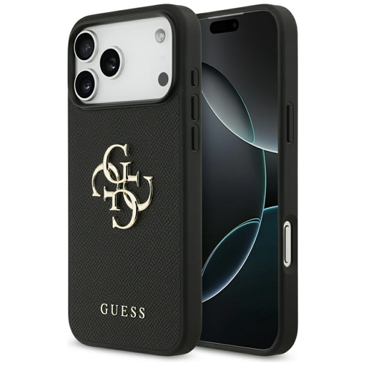 iPhone 17 Pro Max Guess Grained Big 4G & Classic Logo tok fekete