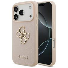 iPhone 17 Pro Guess Grained Big 4G & Classic Logo rózsaszín tok
