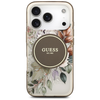 iPhone 17 Pro Guess virágmintás és tónusos körök tok mágneses barna tok - 1. kép