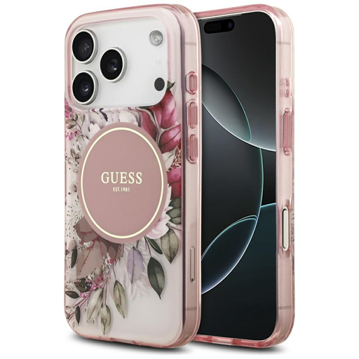iPhone 17 Pro tok Guess IML Flower & Tonal Circle MagSafe rózsaszín iPhone 17 Pro tok Guess IML Flower & Tonal Circle MagSafe rózsaszín