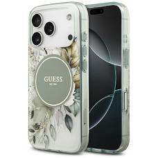 iPhone 17 Pro Guess IML Virág & Tonális Kör MagSafe tok zöld