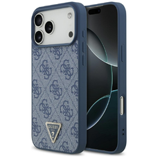 iPhone 17 Pro Max Guess bőr 4G háromszög strassz MagSafe tok kék