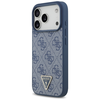 iPhone 17 Pro Guess bőr 4G háromszög strassz tok MagSafe kék - 0. kép
