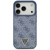 iPhone 17 Pro Guess bőr 4G háromszög strassz tok MagSafe kék - 1. kép