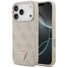iPhone 17 Pro Guess Bőr 4G Háromszög Kristály MagSafe Tok Rózsaszín tok