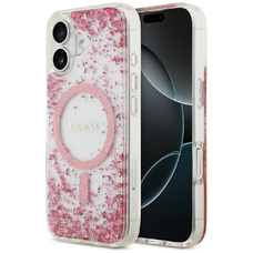 iPhone 17 Guess Resin Bottom Glitter rózsaszín tok