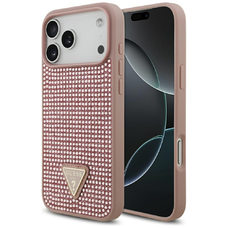 iPhone 17 Pro Max Guess Rhinestone Triangle Logo rózsaszín tok