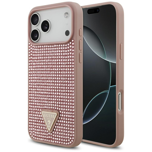 iPhone 17 Pro Max Guess Rhinestone Triangle Logo rózsaszín tok iPhone 17 Pro Max Guess Rhinestone Triangle Logo rózsaszín tok