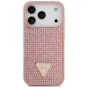 iPhone 17 Pro Guess Rhinestone Triangle Logo rózsaszín tok - 1. kép
