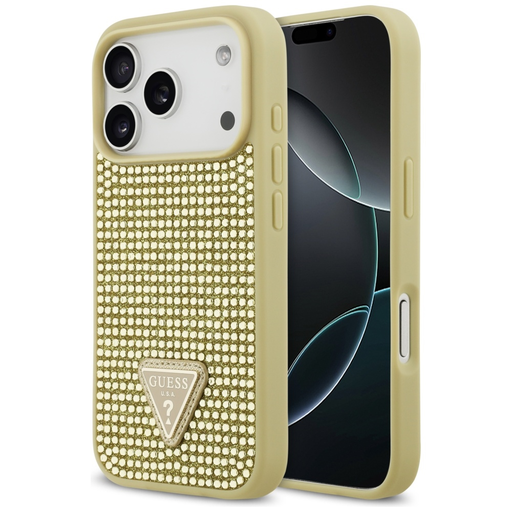 iPhone 17 Pro Guess Strasszköves Háromszög Logó arany tok