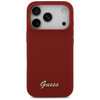 iPhone 17 Pro Guess Szilikon Script Fém Logó MagSafe tok magenta - 1. kép
