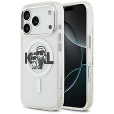 iPhone 17 Pro Karl Lagerfeld IML Glitter Karl & Choupette Sketch Logo MagSafe tok átlátszó